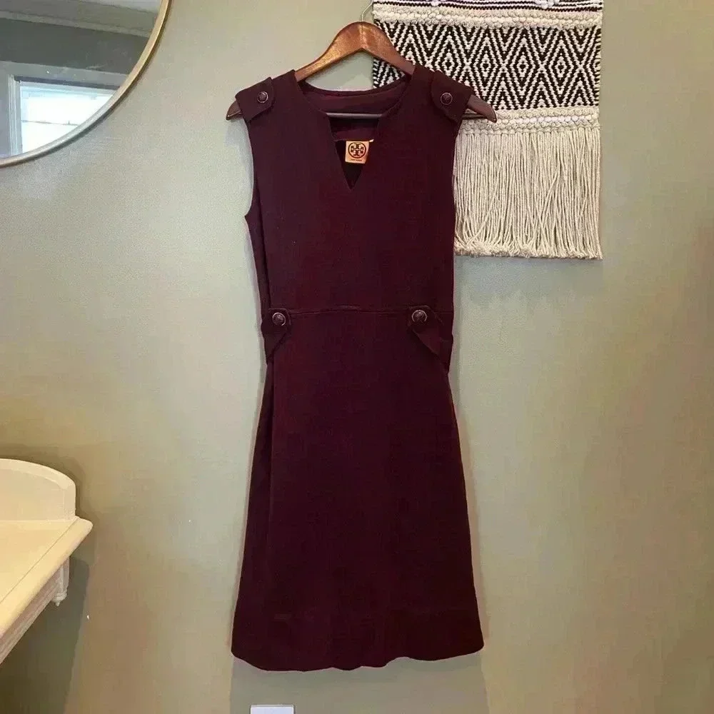 TORY BURCH BURGUNDY DRESS S